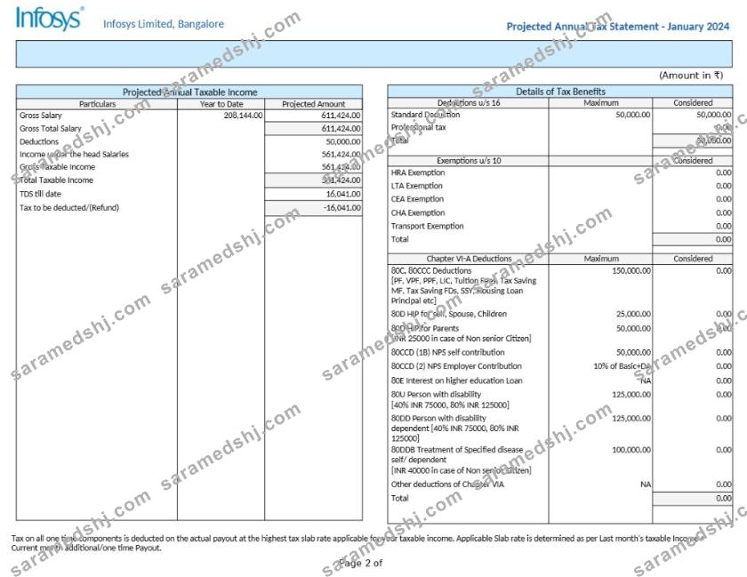 Infosys technology company salary slip template in Word and PDF formats.pdf, 2